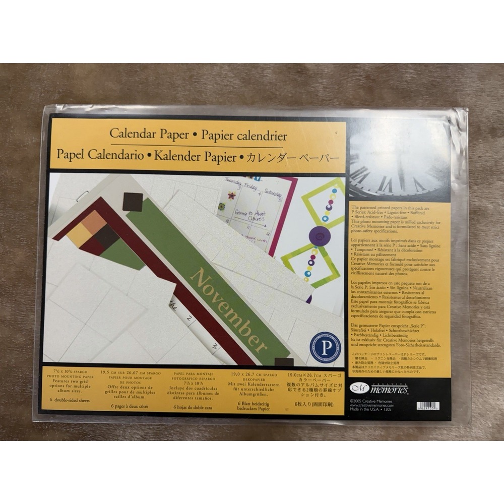 New Calendar Paper 6 double sided sheets 7.5x10.5 Spargo